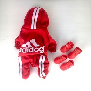 Adidog Dog Hoodie  jumpsuit 4 Leg and shoes size S